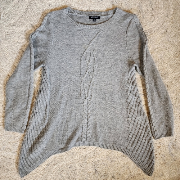 Notations Pullover Sweater Grey Women's Small S Cable Knit Waterfall Long Sleeve - Picture 1 of 5